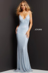 Jovani 08139 Sequin Embellished Beaded V-Neck Sheath Dress