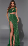 Jovani 34011 Sequin Embellished Cut Out One Shoulder Dress