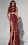 Jovani 34011 Sequin Embellished Cut Out One Shoulder Dress