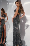 Jovani 34011 Sequin Embellished Cut Out One Shoulder Dress