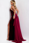 Jovani 43699 Velvet Halter High Neck Beaded Collar Long Gown
