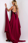 Jovani 43699 Velvet Halter High Neck Beaded Collar Long Gown