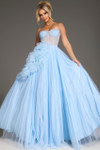 Jovani 38946 Tulle Floral Ruffle Sweetheart Neck Corset Gown