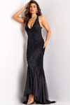 Jovani 44059 Tulle Heavy Embellished Plunging V-Neck Gown