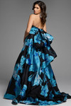 Jovani 42436 Mikado Floral Printed Straight Strapless Gown