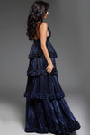 Jovani 38296 Tiered Metallic Deep V-neck Layered Ruffle Gown
