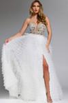 Jovani 43412 Tulle Embellished Layered Skirt Strapless Gown