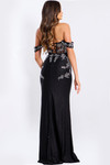 Jovani 49659 Glitter Jersey Embroidery Off-Shoulder Dress