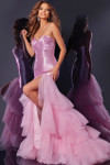 Jovani D5315 Ruffled Tulle Sweetheart Neck Strapless Gown