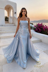 Terani Couture 261E6195 Crepe Back Satin Straight Long Gown