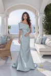 Terani Couture 261E6227 Shimmer Assymetric Neckline Gown