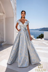 Terani Couture 261M6443 Jacquard Deep V-Neck Sleeveless Gown