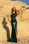 Terani Couture 261P6600 Metallic Foil Halter Neck Long Gown