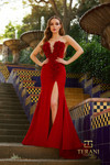 Terani Couture 261P6624 Mikado Low V-Neck Sleeveless Gown
