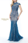 Terani Couture 1721GL4446 High Neck Cape Sleeve Long Dress