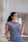 Terani Couture 1721GL4446 High Neck Cape Sleeve Long Dress