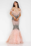 Terani Couture 1911GL9512 Feathers Fringed Bejeweled Gown