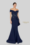 Terani Couture 1911M9339 Stretch Crepe Off-Shoulder Gown