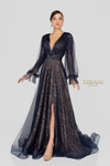 Terani Couture 1913M9414 Deep V-Neck Long Sleeve Long Dress