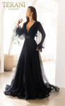 Terani Couture 1913M9414 Deep V-Neck Long Sleeve Long Dress