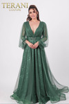 Terani Couture 1913M9414 Deep V-Neck Long Sleeve Long Dress