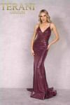 Terani Couture 2011P1032 Metallic Disco Dot V-Neck Dress