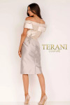 Terani Couture 2111C4560 Off-shoulder Neck Knee Length Dress