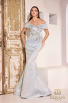Terani Couture 241M2771 Metallic Jacquard Off-Shoulder Dress