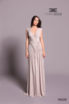 Tarik Ediz 99028 Crepe Plunging V-Neck Cap Sleeves Dress