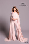 Tarik Ediz 99032 Crepe Cape Sleeves Wide-Leg Pants Jumpsuit