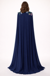 Tarik Ediz 99069 Crepe Beaded Cape Sweetheart Neckline Dress