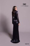 Tarik Ediz 99079 Silky Foil Long Flared Sleeve Sheath Dress