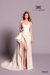 Tarik Ediz 99083 Taffeta V-Neck Spaghetti Straps Sheath Gown