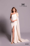 Tarik Ediz 99085 Crepe Chiffon One Shoulder Cape Sheath Gown