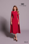 Tarik Ediz 99115 Crepe Cape Sleeve Sheath Tea-length Dress