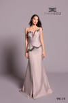 Tarik Ediz 99119 Taffeta Beaded Trim Strapless Sheath Dress