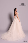 Tarik Ediz 99138 Taffeta Tulle 3D Floral Straight Neck Gown
