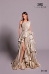 Tarik Ediz 99148 Silky Foil Asymmetric Neck Strapless Dress