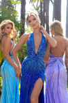 Portia and Scarlett PS25162 Beaded Halter V-Neck Slit Dress