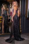 Portia and Scarlett PS25330 Beaded One Shoulder Slit Dress
