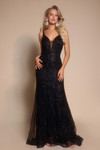 Portia and Scarlett PS26089 Beaded Straps Sleeve Long Dress