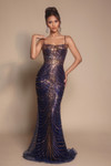 Portia and Scarlett PS26095 Beaded Straps Sleeve Long Dress