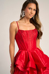 Portia and Scarlett PS26253 Taffeta Straps Sleeve Long Dress