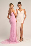 Portia and Scarlett PS26265 Beaded Straps Sleeve Slit Dress