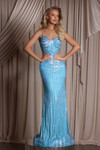 Portia and Scarlett PS26405C Beaded Straps Sleeve Long Dress