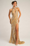 Portia and Scarlett PS26406C Beaded Halter Neck Slit Dress