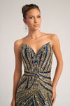 Portia and Scarlett PS26418C Beaded V-Neck Strapless Dress