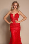 Portia and Scarlett XO019 Beaded Straps Sleeve Fitted Dress