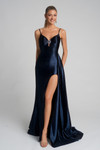 Portia and Scarlett XO037 Satin Sweetheart Neck Slit Dress