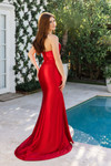Portia and Scarlett XO051 Satin Strapless Ruched Slit Dress